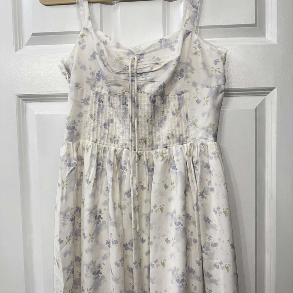 Floral White and Blue Women's Dress